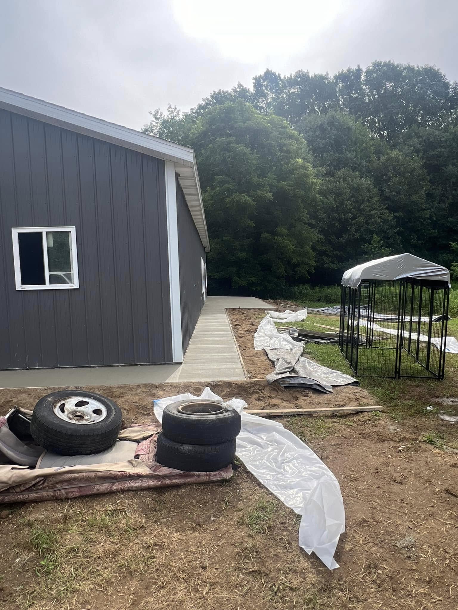 Concrete walk around barn to patio in Martin MI